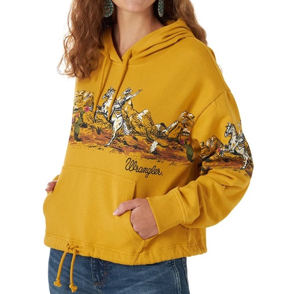Wrangler Retro Cinched Waist Western Pullover Hoodie Sweatshirt - Picture 2 of 16